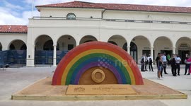 Giant rainbow sand sculpture for Sydney WorldPride Program Reveal, Australia