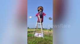 Liverpool fan makes giant scarecrow sculptures of Mohamed Salah and Jurgen Klopp