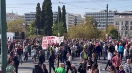 Protesters hit the streets of Athens, Greece