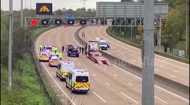 Moment police removed a Just Stop Oil protester from a gantry at junction 25 on the M25