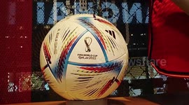 Qatar World Cup official merchandise displayed in Adidas flagship in Shanghai, China