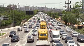 Heavy traffic on Marginal Pinheiros in São Paulo, Brazil