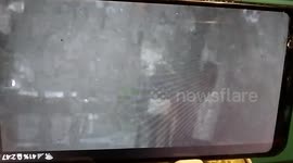 Ghost caught on my security  camera .this is on my front porch and front yard my security  camera is motion detectable and when motion is detected  my security  camera takes a picture or video and sends to my phon