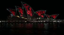 Poppies projected onto Sydney Opera House to mark Remembrance Day