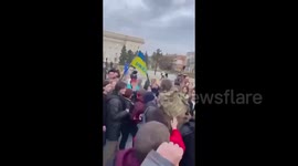 Flags waved as residents take to streets to celebrate Russia's withdrawal from Kherson