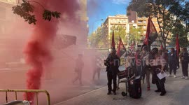 Workers from a major supermarket chain demonstrate in Barcelona
