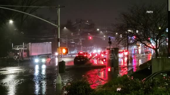 Street Flooded in Queens New York City - Remnants  from Hurricane Nicole