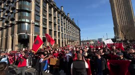 Albanians protest against Suella Braverman's 'invasion' allegation in London