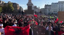 Albanians protest against Suella Braverman's 'invasion' allegation in London