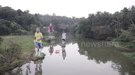 Giant cutouts of Messi, Ronaldo and Neymar appear in soccer crazy Kerala, India