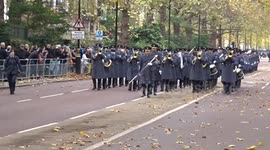 Military bands procession on the way to Whitehall on Remembrance Sunday 2022 - London