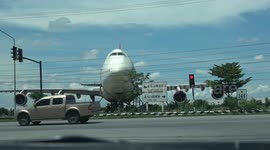 Scrapped Boeing 747 creates optical illusion fooling drivers on road in Thailand