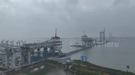 Changtai Yangtze River Bridge Construction In Taizhou, China