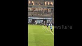 Fans scanding Messi's name during his training in Abu Dhabi, UAE ahead of FIFA World Cup