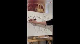 Watch the engaging process of an outstanding painting of a romantic couple
