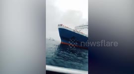 Ferry catches fire with passengers on board in Bali, Indonesia