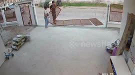 Gate topples over just 30 minutes after construction workers leave