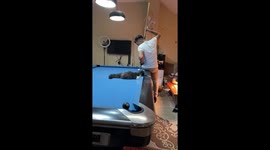 Guy nails amazing snooker trickshot sending ball over cat's tail