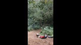 Motorcyclist has unsuccessful climb to top of slope