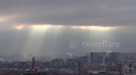 Cold weather and snow came late this year to St.Petersburg, Russia