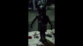 Girl covered in mud from head to toe after falling in ditch