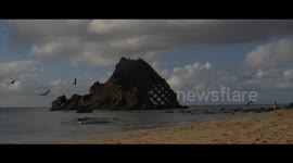 Rock formation on beach in Fernando de Noronha Brasil