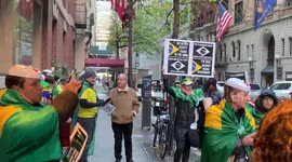Brazilians Protest at The LIDE Brazil Conference in New York City
