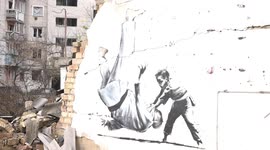 Beautiful murals believe to be done by Banksy seen in war-torn Ukraine