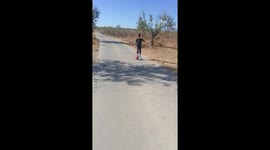 Talented 12-year-old-lad showing his football skills in the mountains of Spain