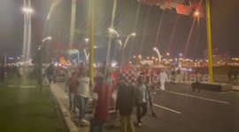 Qatar World Cup: Fans make themselves heard as they march through Doha fan zone