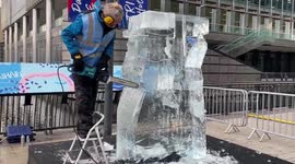 Sculptures of all shapes and sizes on display at ice carving festival in Canary Wharf