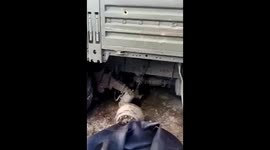 Russian truck after being shelled by American Himars