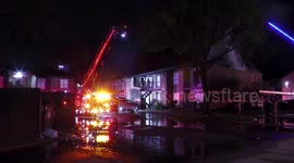 Fire destroys building at Rock Creek in Houston, TX, US