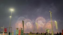 Great fireworks display over the Fan Festival at Doha in Qatar ahead of World Cup