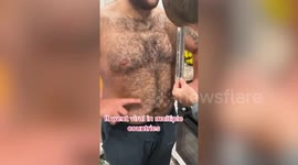 Footy-mad scaffolder reveals an England flag shaved into his chest hair