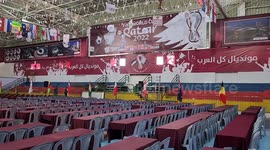 Palestinians prepare to watch FIFA World Cup matches at Saad Sayel Stadium in Gaza