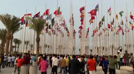 Crowds fill the streets of Doha, Qatar, for the World Cup's opening day