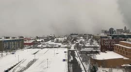 Time-lapse of lake-effect snowstorm moving through Buffalo, New York