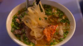 Vietnamese locals love this delicious-looking mantis shrimp noodle dish