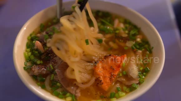Vietnamese locals love this delicious-looking mantis shrimp noodle dish