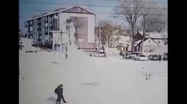 The moment of a gas explosion in a residential building on Sakhalin