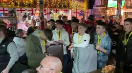 Fans go wild as England score their fourth goal against Iran