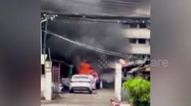 Thailand car bomb: Flames and smoke
