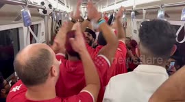 Tunisian fans celebrate on Doha metro as team scores World Cup draw vs. Denmark