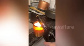 Smart girls open wine bottle without corkscrew in amusing hack