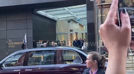 King Charles waves to public during visit to The Goldsmiths' Centre in London