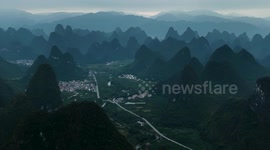 Mountains Surrounded By Clouds in Guilin, China