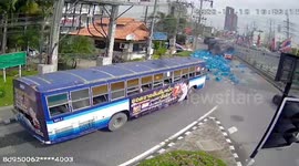Hundreds of glass bottles shatter on road as crates topple from delivery truck