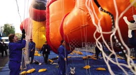 96th Macy's Thanksgiving Day Parade Balloon Inflation In NY, US