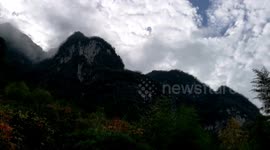 Clouds Flowing Over A High Mountain in Yichang, China
